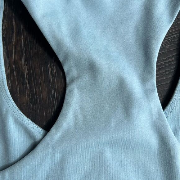 Girlfriend Collective Paloma Racer Back front zip hi impact Sports Bra Blue Var - Picture 8 of 16